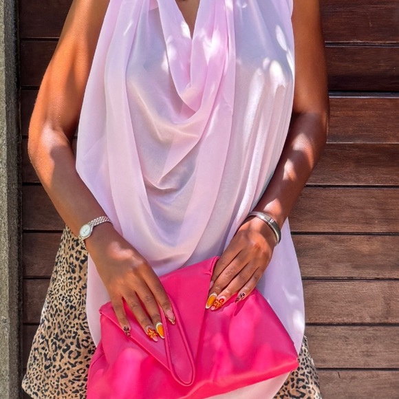 Pink Drape Chiffon Top - Picture 2 of 2